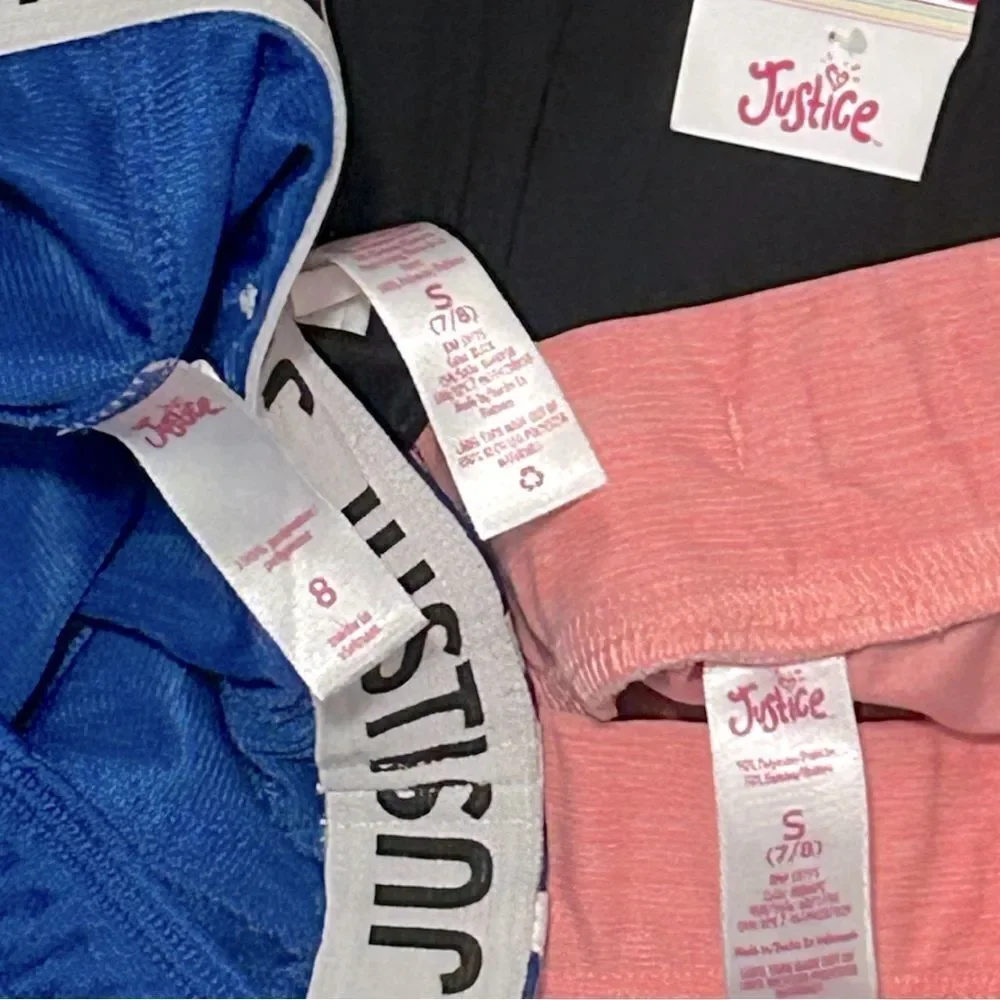 Justice Girls Bundle of 3 Athletic Shorts Sizes Small 7/8 and 8